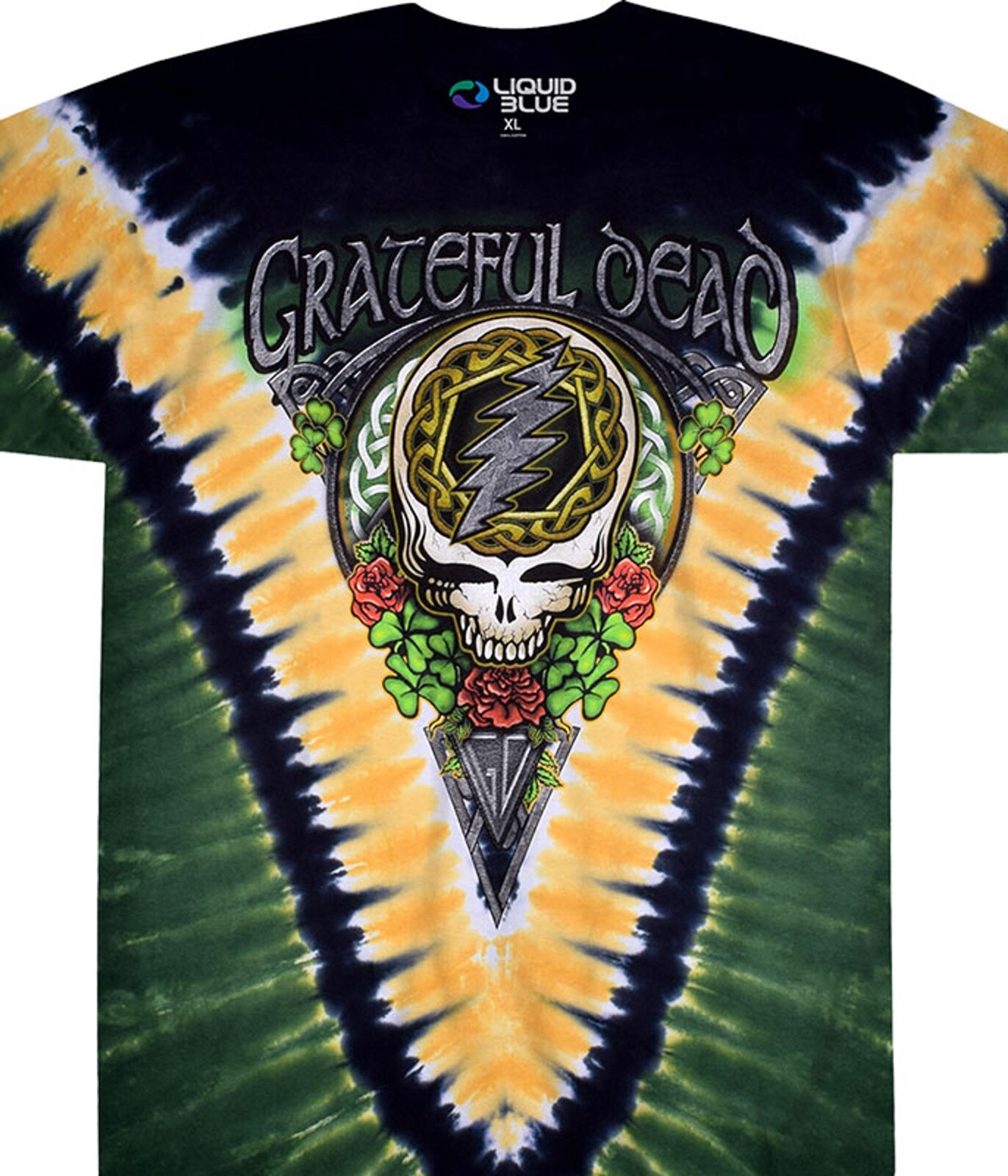 GRATEFUL DEAD-SHAMROCK V-SYF-2 Sd TIE DYE T SHIRT M-L-XL-2X -3X-4X-5X-6X