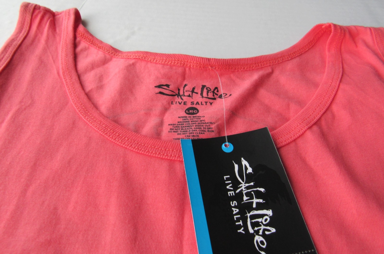 Salt Life Mens One Cast At A Time 100% Cotton Salmon Large Tank Top Nwt