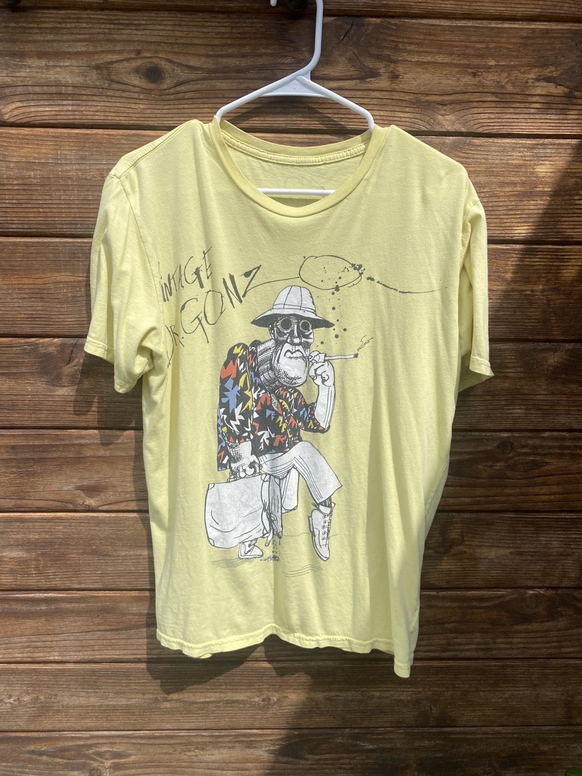 Vtg Style Dr. Gonzo Ralph Steadman Fear & Loathing In Las Vegas Shirt Yellow L