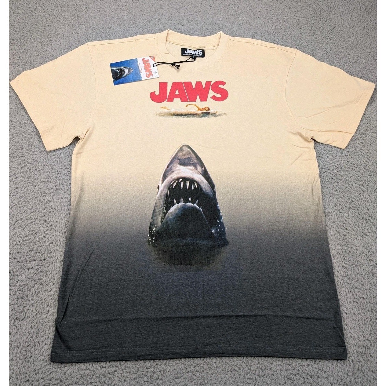 Reason Jaws Shirt Mens Large Khaki Universal Studios Movie Graphic Tee New