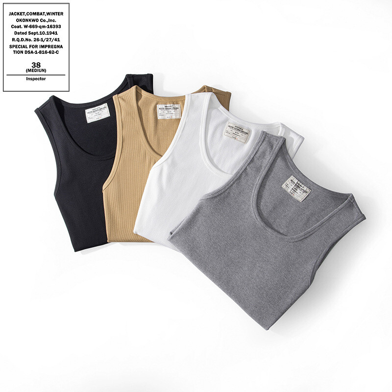 Hot Mens 230G Printed Tank Top T-Shirt Sleeveless Backed Sweatshirt Basic Shirt