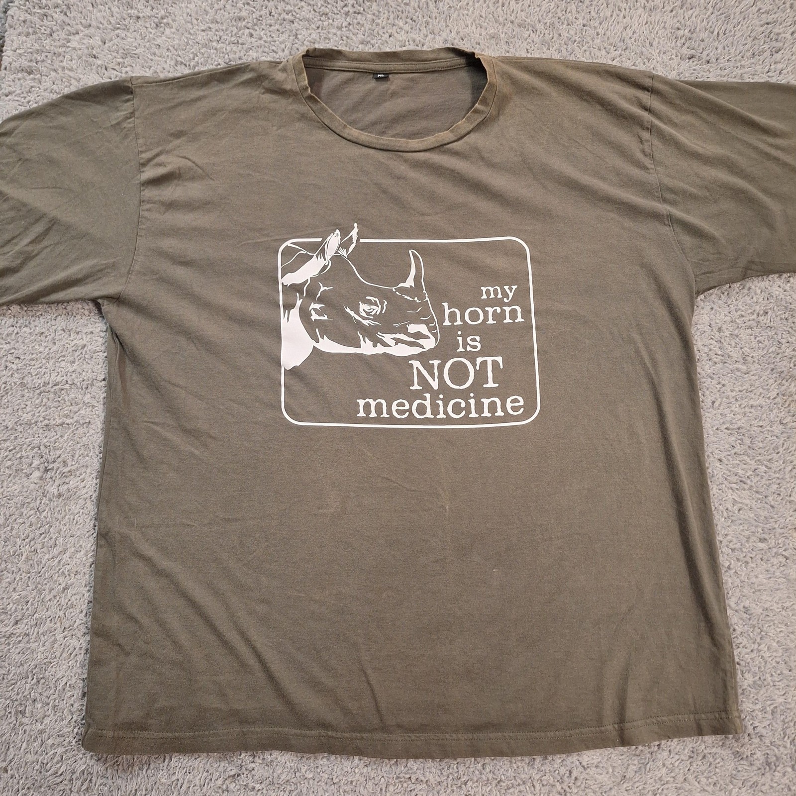Save The Rhino Nepal Shirt Mens XL Green My Horn Is Not Medicine Tee FLAW