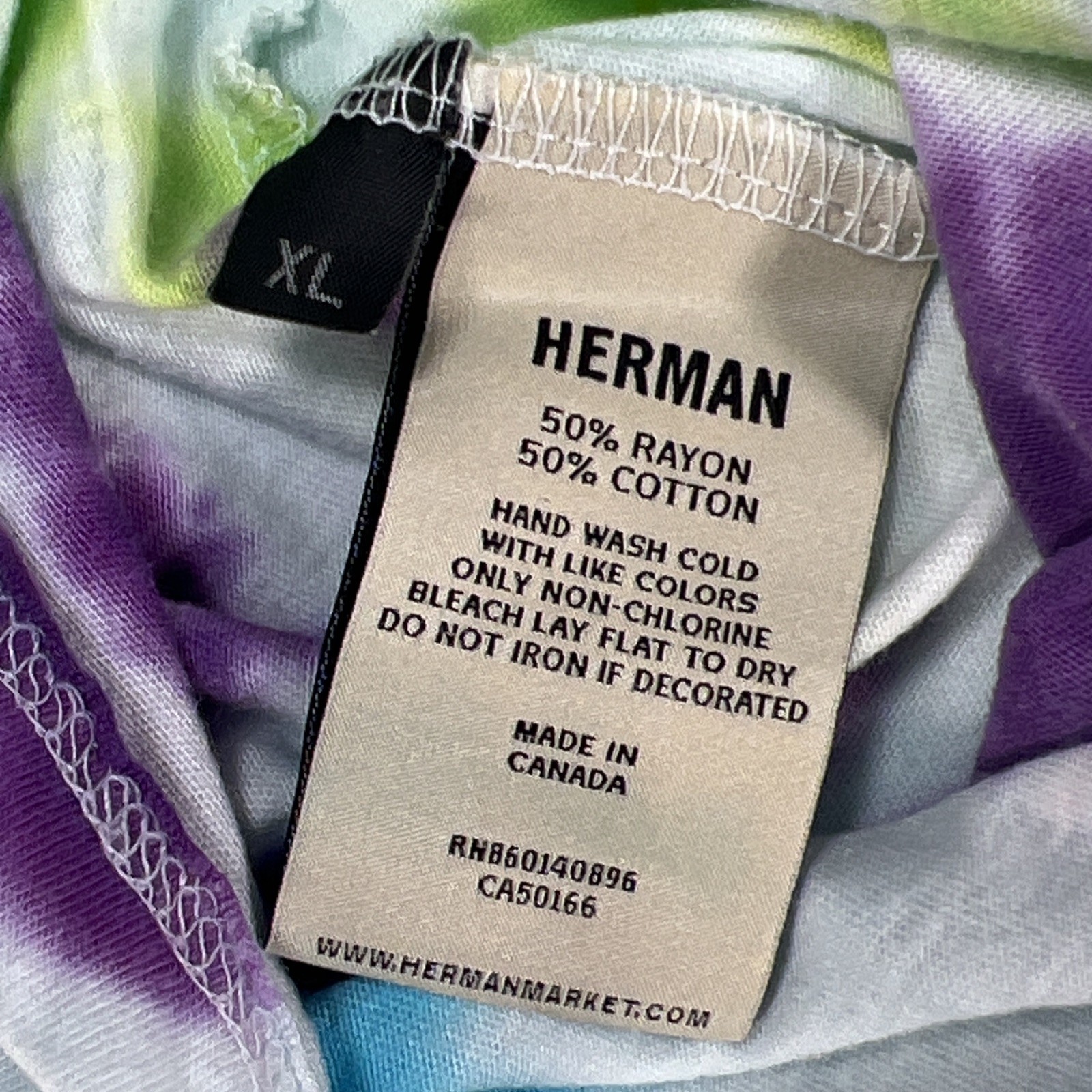 Herman Homme Pierced Lip Soft T-shirt Tie Dye XL Crew Neck Total Tiedye Pattern