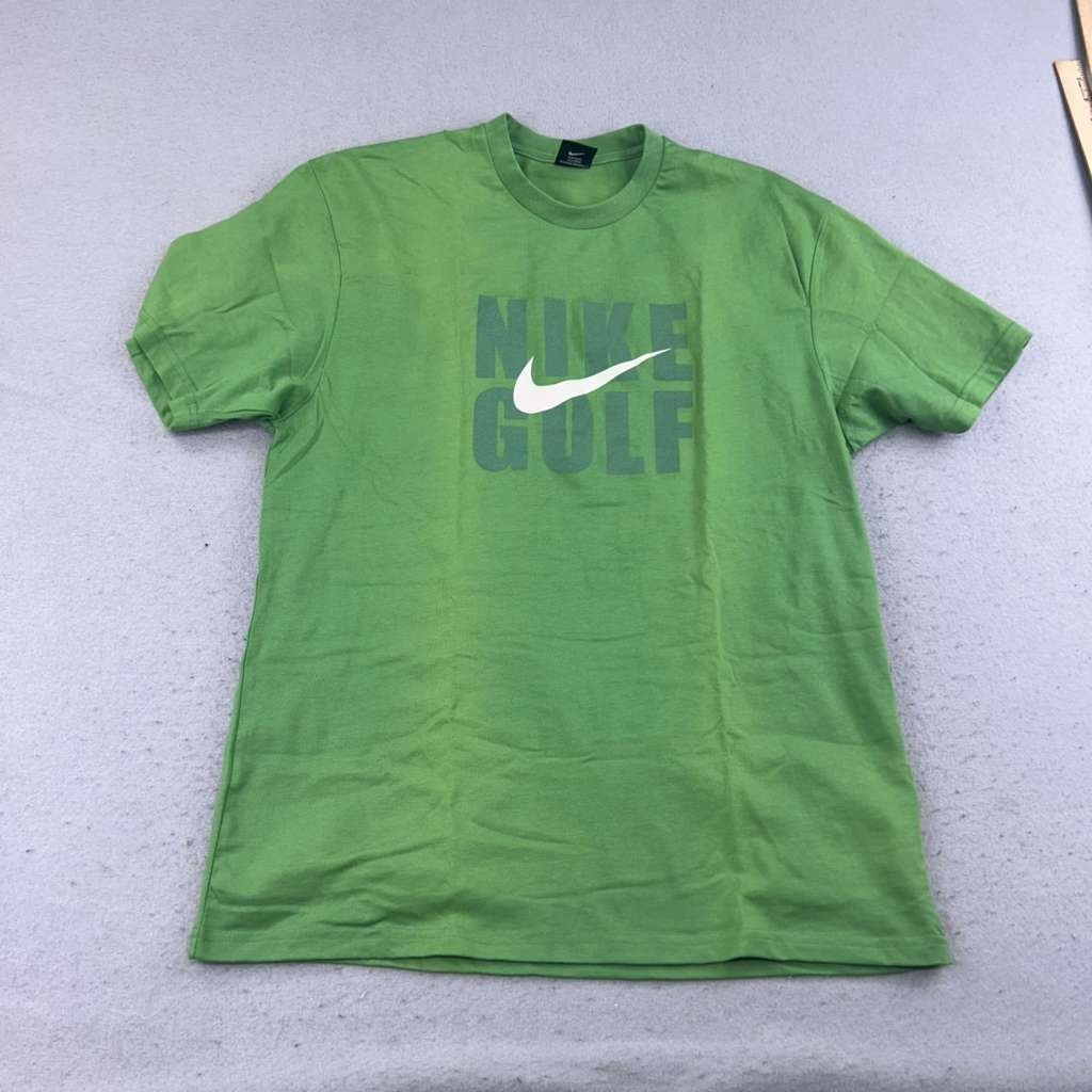 Nike Golf Shirt Mens Medium Green Cotton Crew Neck Short Sleeves Tee