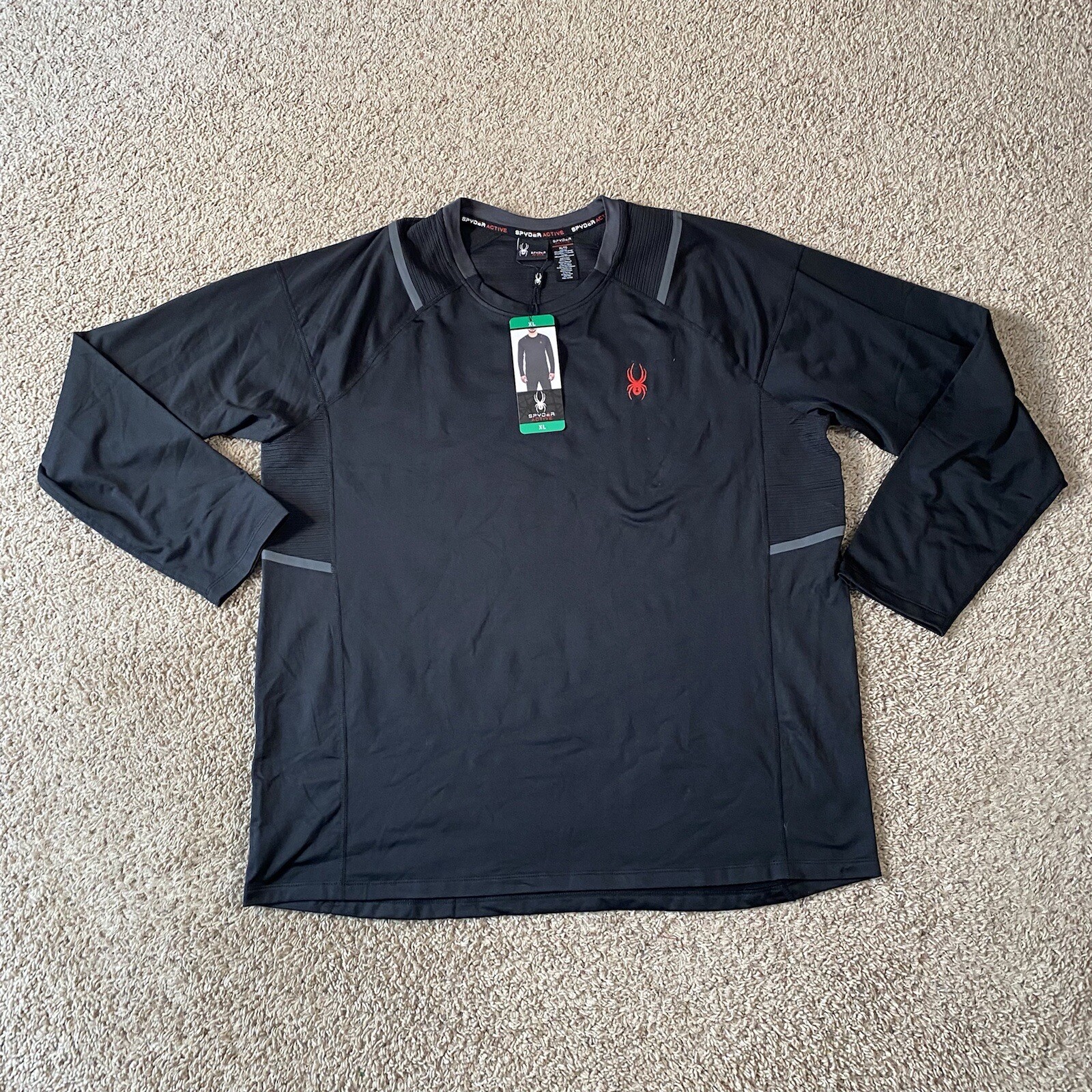 Spyder Men&rsquo;s Active Long Sleeve Tee T-Shirt ProWeb Microfleece Black XL