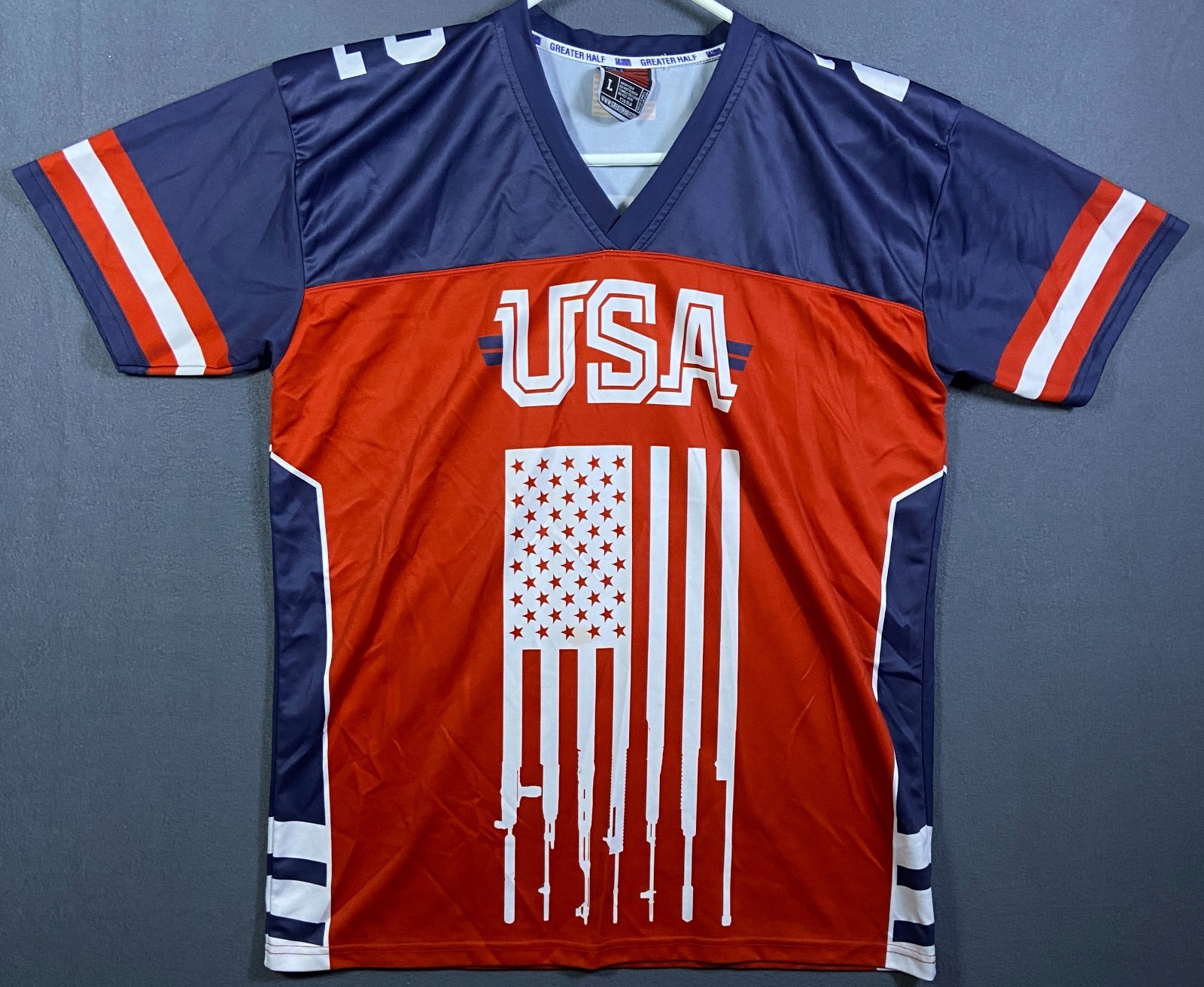 2A 2nd Second Amendment USA United States Football Jersey Mens Large America EUC