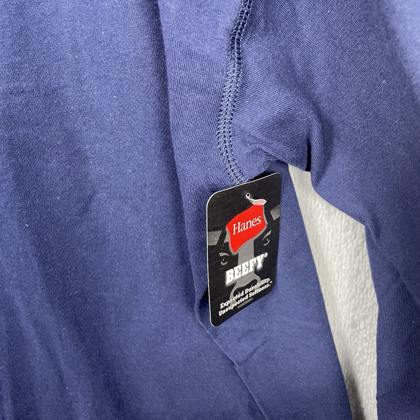 Hanes Henley Shirt Beefy Mens Size 2XL Blue 3 button Long Sleeve Cotton NWT