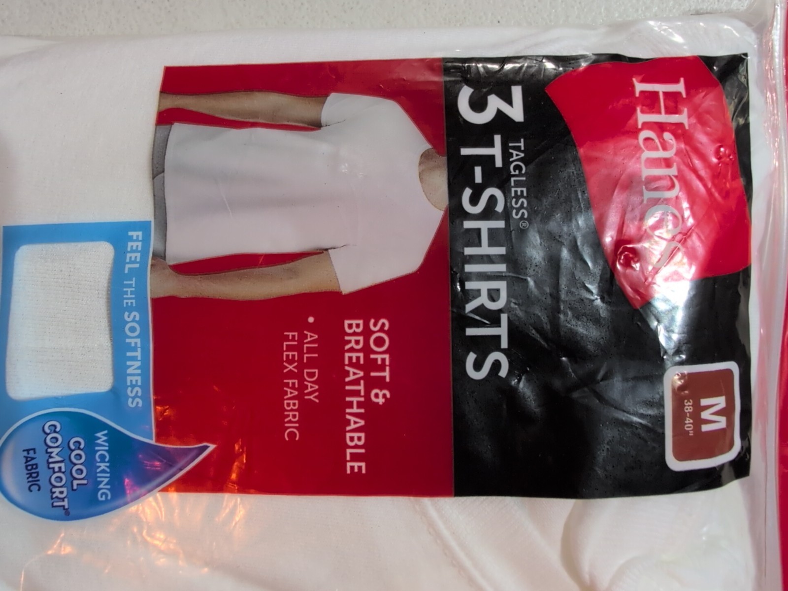 Hanes Men&rsquo;s ComfortSoft Pack of 3 Crew Neck, Tagless T-Shirts – White, Medium