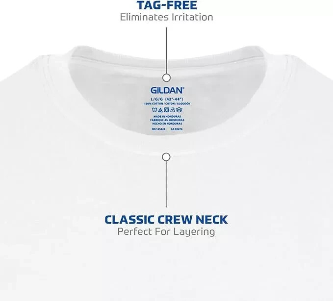 Gildan Men&rsquo;s Crew Neck T-Shirts, 6 Pack, White Tees, 100% Cotton