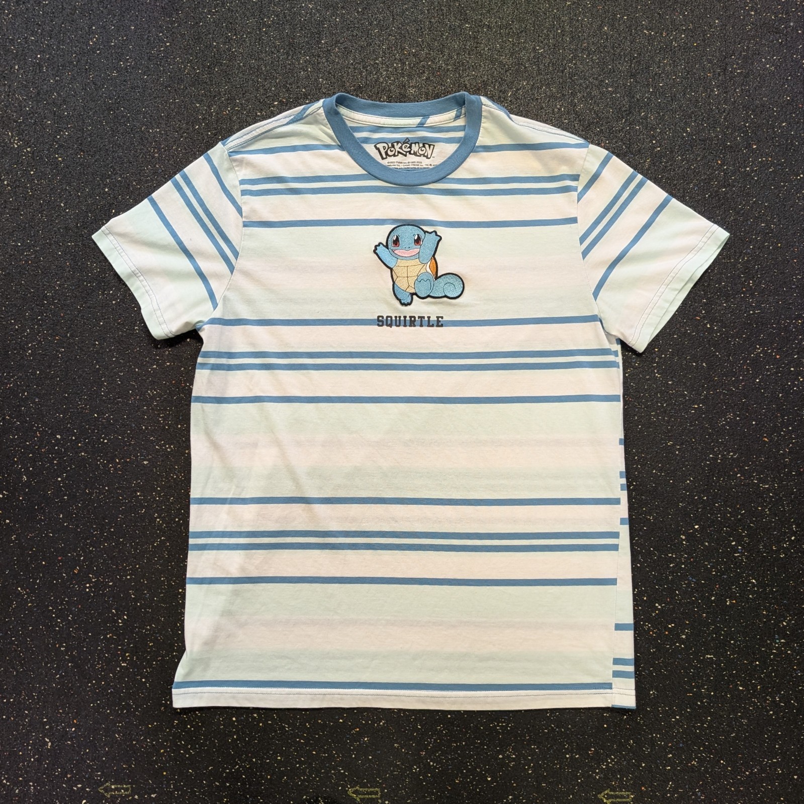 Pokemon Squirtle Embroidered Men&rsquo;s Size L Multi Stripe Short Sleeve Shirt