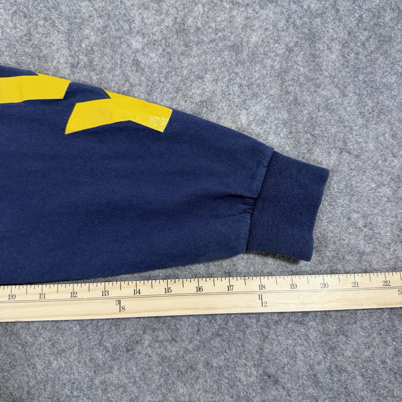 Soffe Vintage Navy Logo Long Sleeve T-Shirt Fits Men&rsquo;s Size Large Blue Yellow