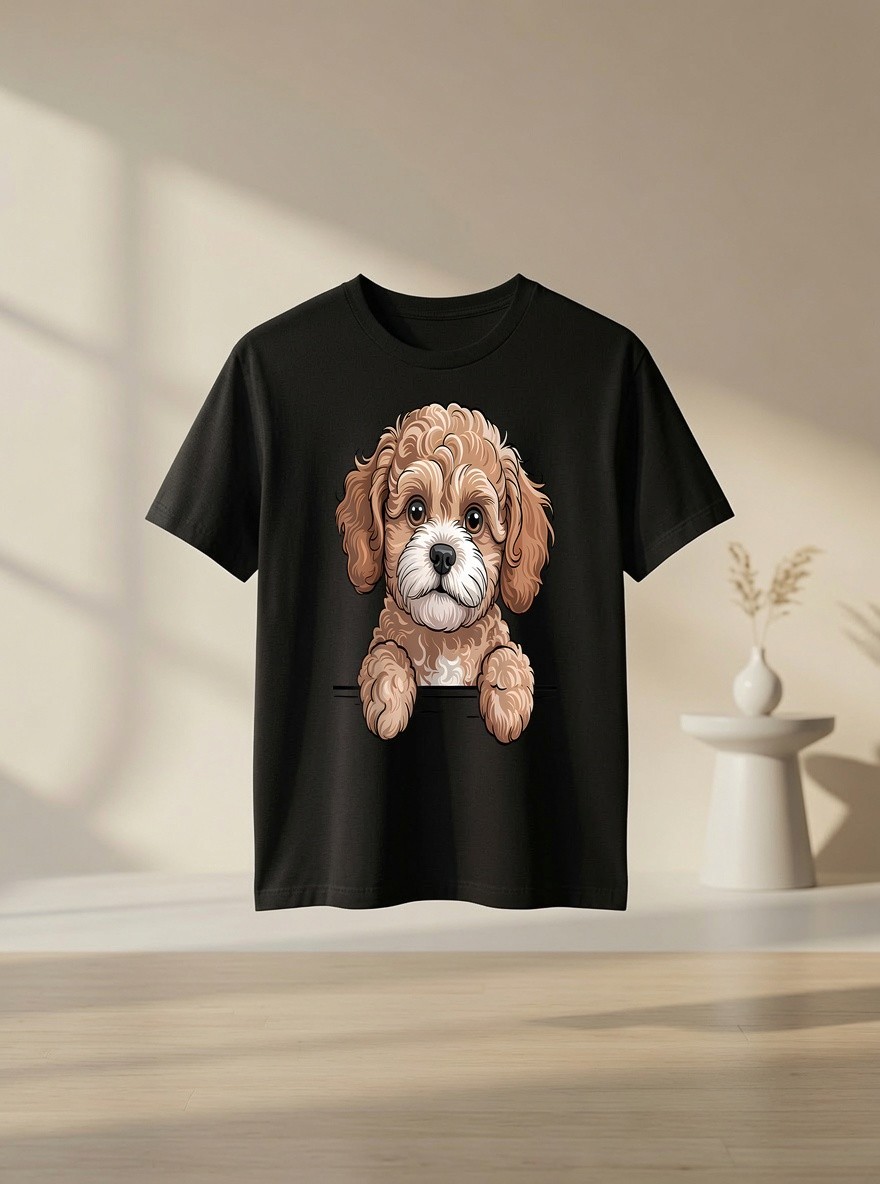 Cavapoo Cute Peeking Cavoodle Dog Lover Dog Lover Graphic Tee Gift
