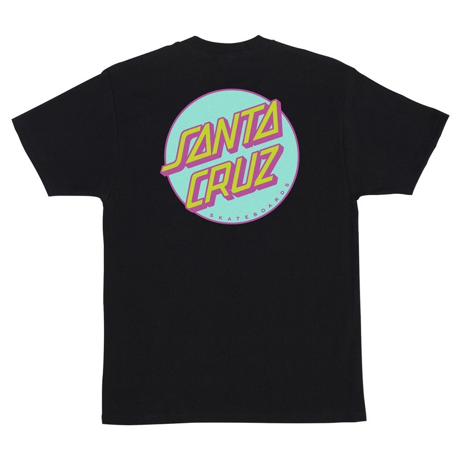 Santa Cruz OTHER DOT Skateboard T Shirt BLACK w/BLUE/MAGENTA Dot