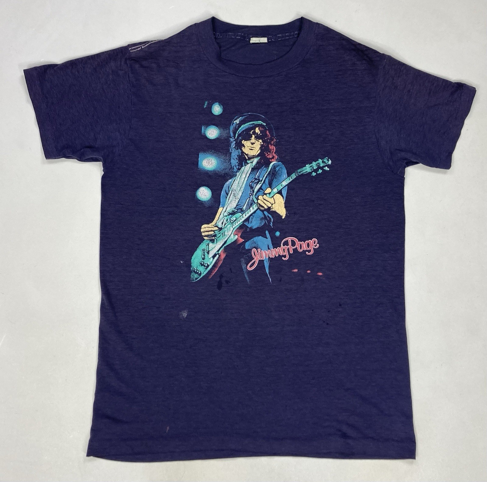 VINTAGE Jimmy Page The Firm Graphic T-shirt Men Medium USA 80s Single Stitch