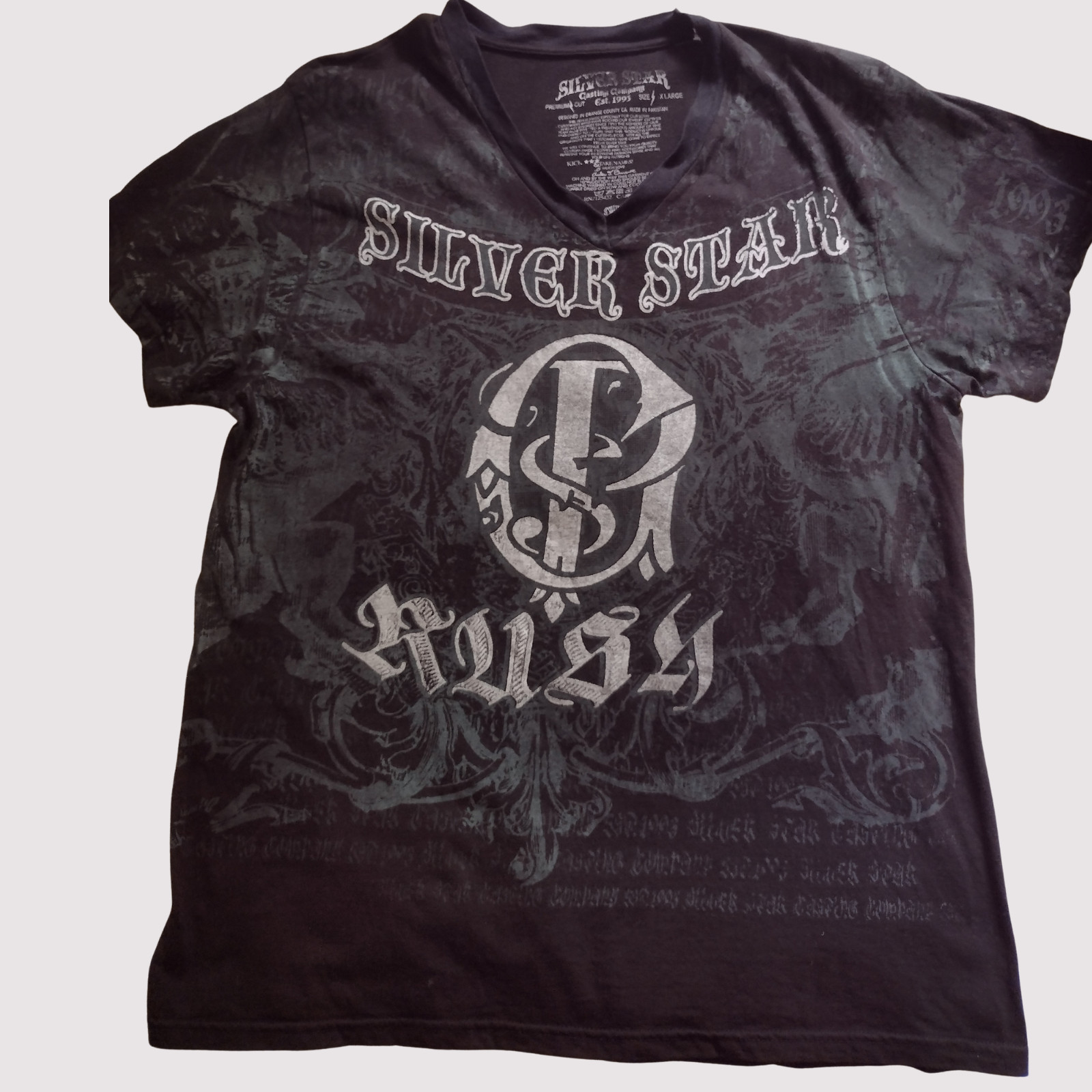 Silver Star Casting Co Shirt XL Black Skater Grunge Y2K 2000’s Men Graphic Tee