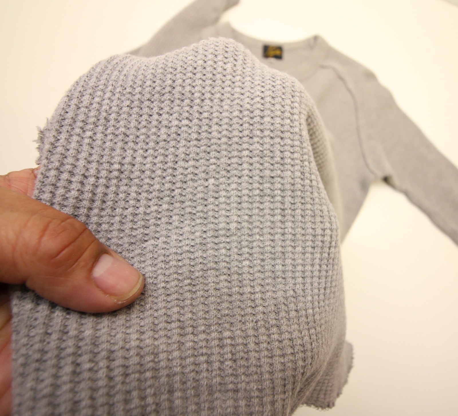 Needles Japan Raglan Thermal Waffle Knit Long Sleeve Small 34&Prime; Chest Grey