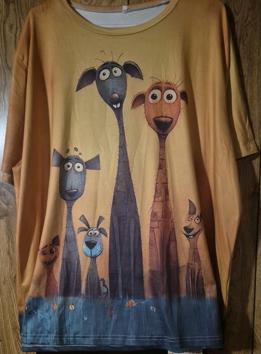 6XL Cartoon Dog T Shirt Top 2-sided Design PLUS SIZE