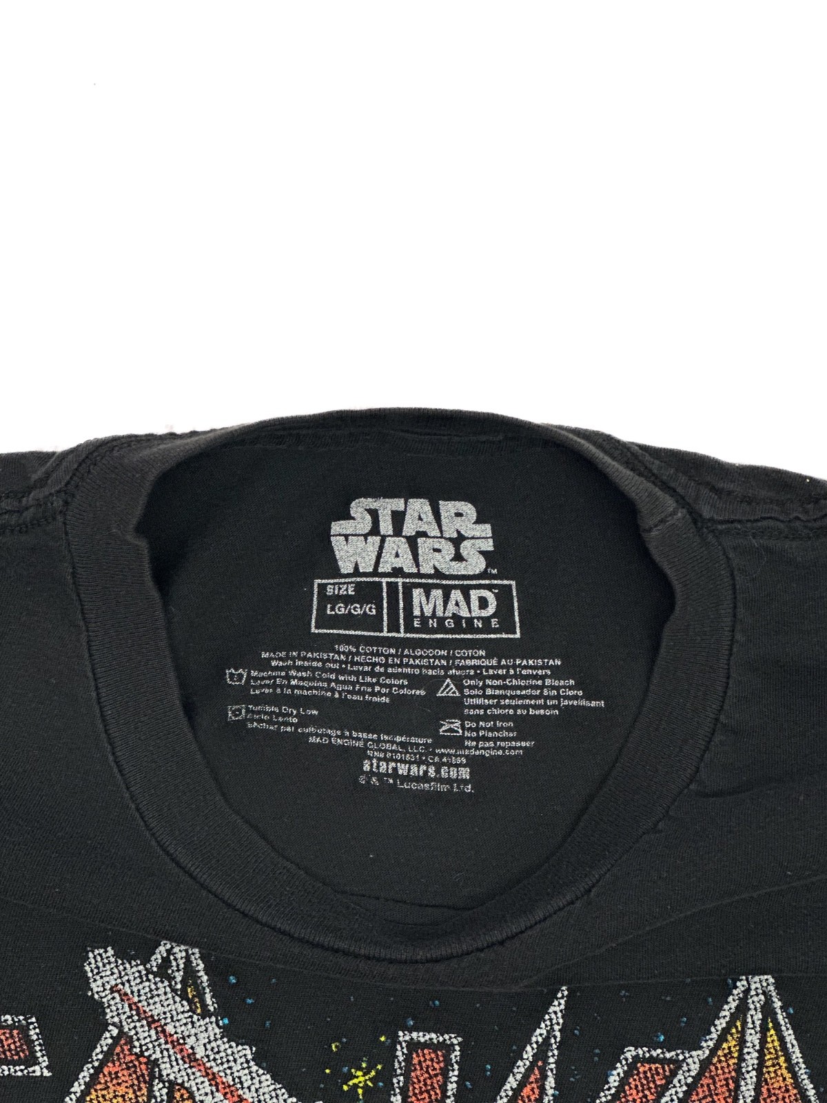STARS WARS comic GRAPHIC men&rsquo;s Large Black Tee SHIRT Mad Engine Cotton