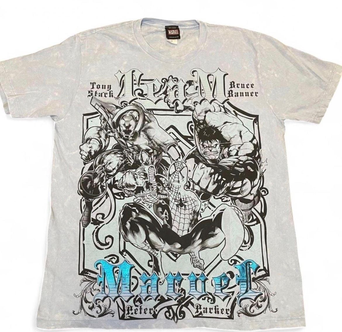 Vintage Mad Engine Marvel Comics Avengers Spider-Man Acid Wash Graphic T-Shirt