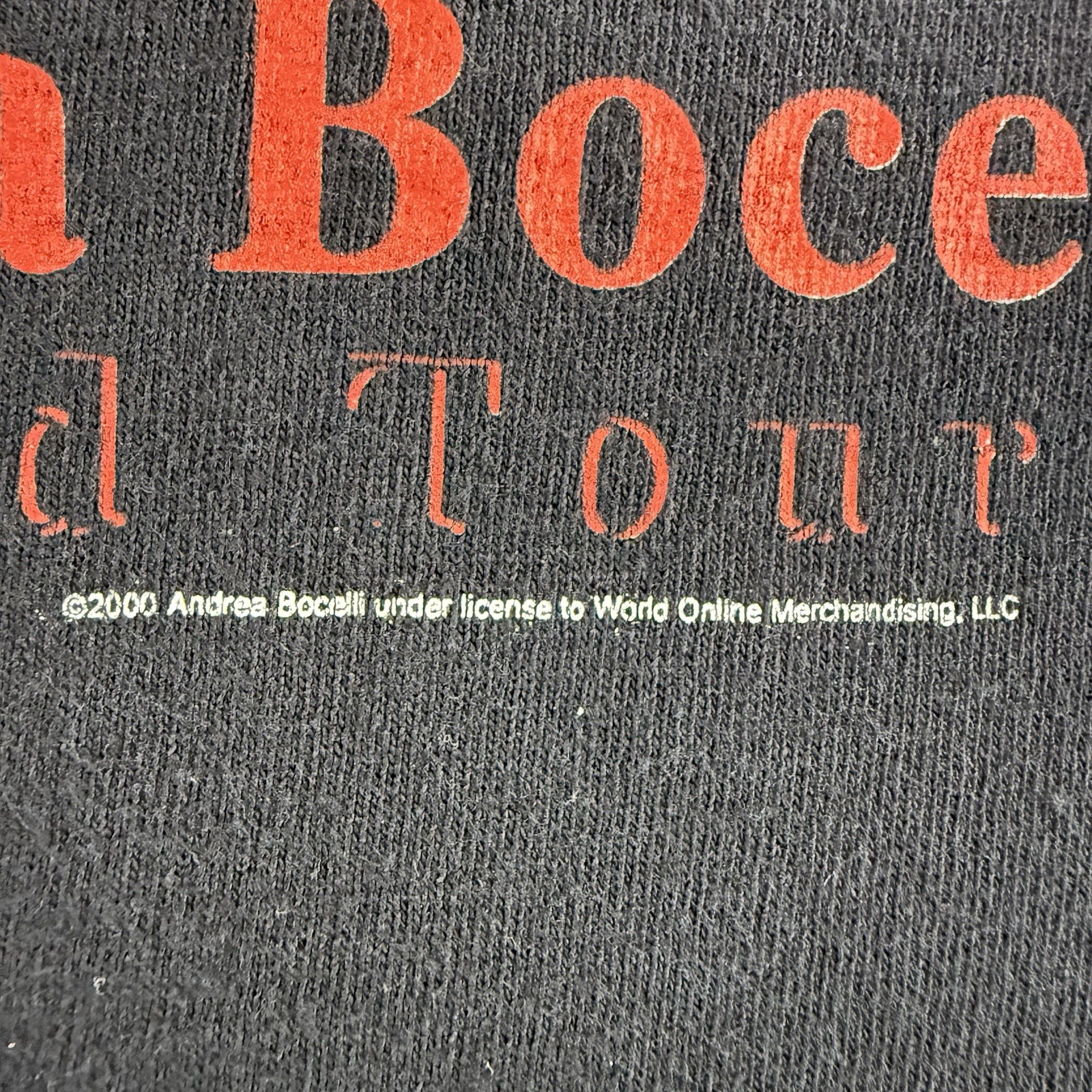 Vintage 2000 Andrea Bocelli World Tour T Shirt Men&rsquo;s Medium Y2K Concert Tee