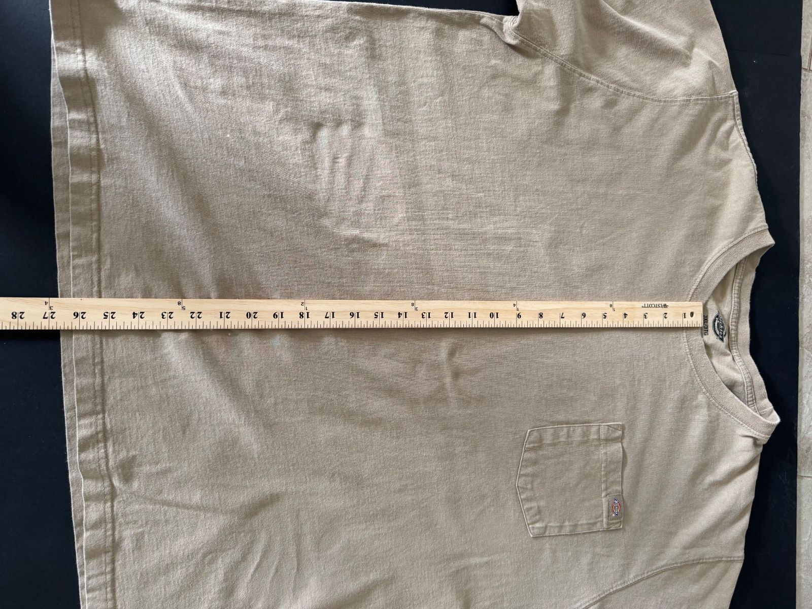 Dickies Mens 3XL Tan Pocket T Shirt Heavyweight Cotton Workwear Tee