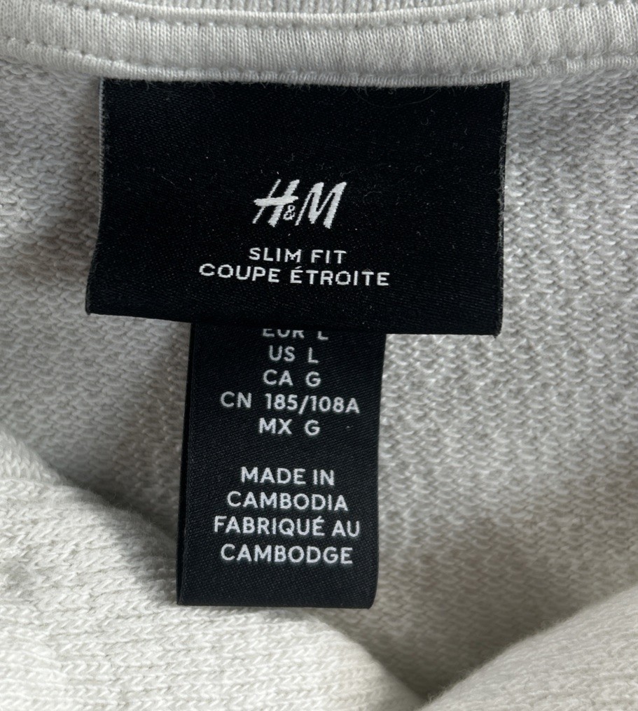 H&M Regular Fit Ribbed Ivory Polo Shirt Size Large