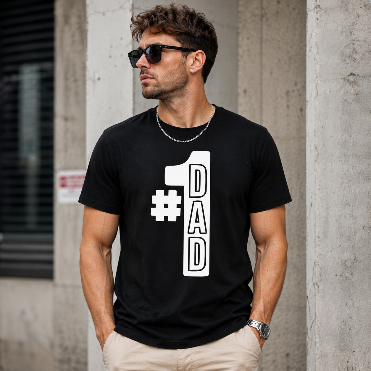 #1 Dad Vertical Graphic Tee – Bold Minimalist Father&rsquo;s Day T-Shirt