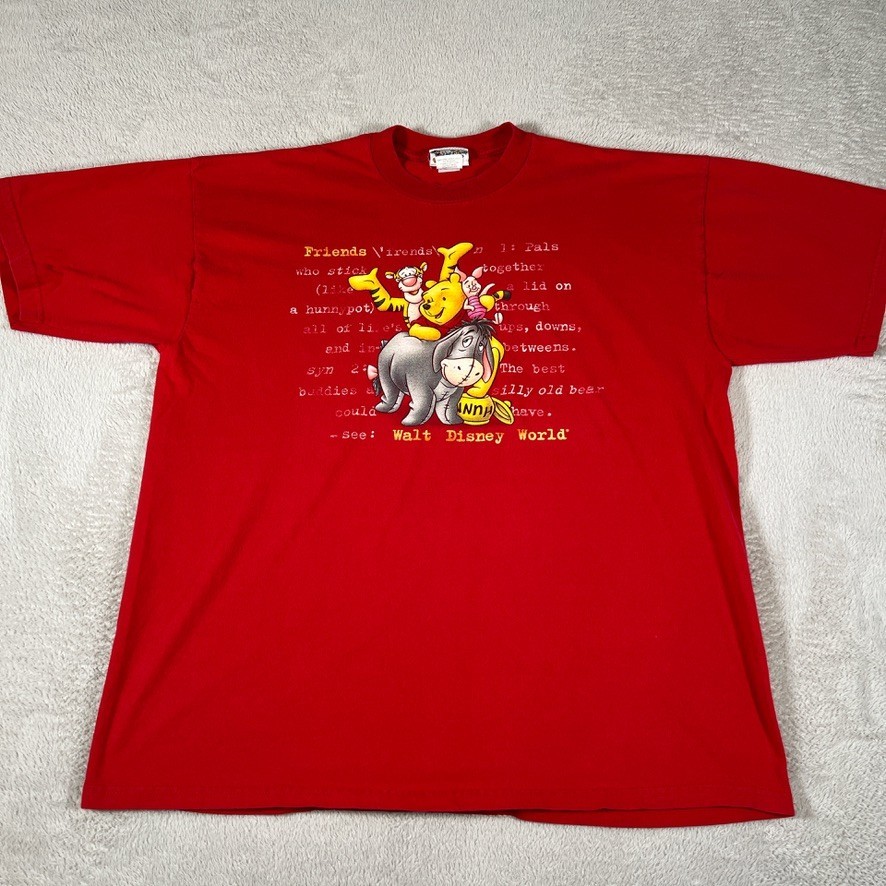 Vintage Disney Winnie The Pooh Friends T-Shirt Men&rsquo;s Size XL Red Made In USA 90s