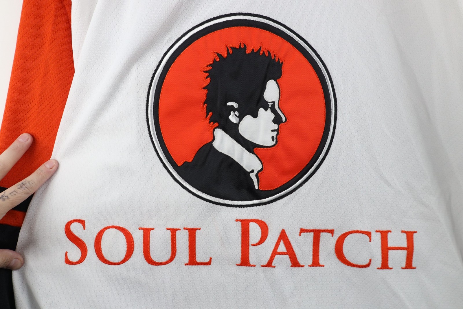 Vintage 90s CCM Mens XL Soul Patch Mesh Hockey Jersey Orange White Polyester
