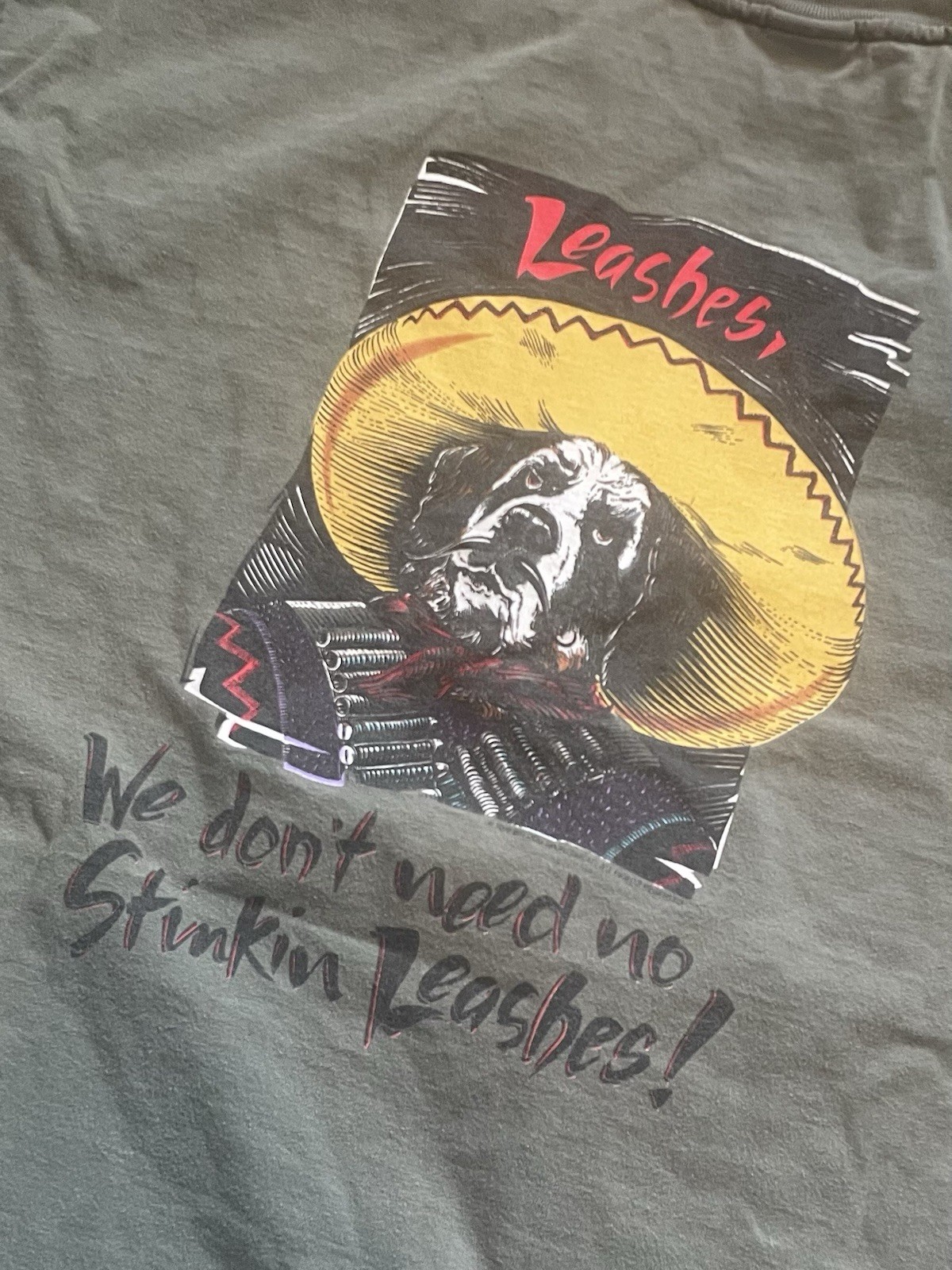 Vintage 90s Big Dogs We Dont Need No Stinkin Leashes Graphic T-Shirt Mens 3X