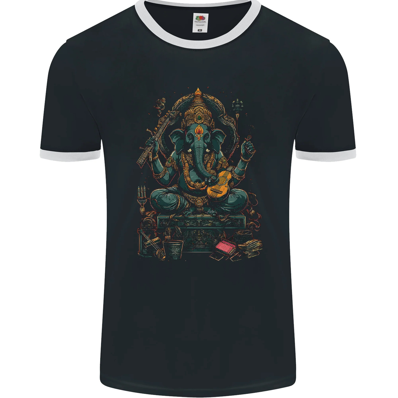 Ganesha Hindu God Ganapati Elephant Mens Ringer T-Shirt FotL