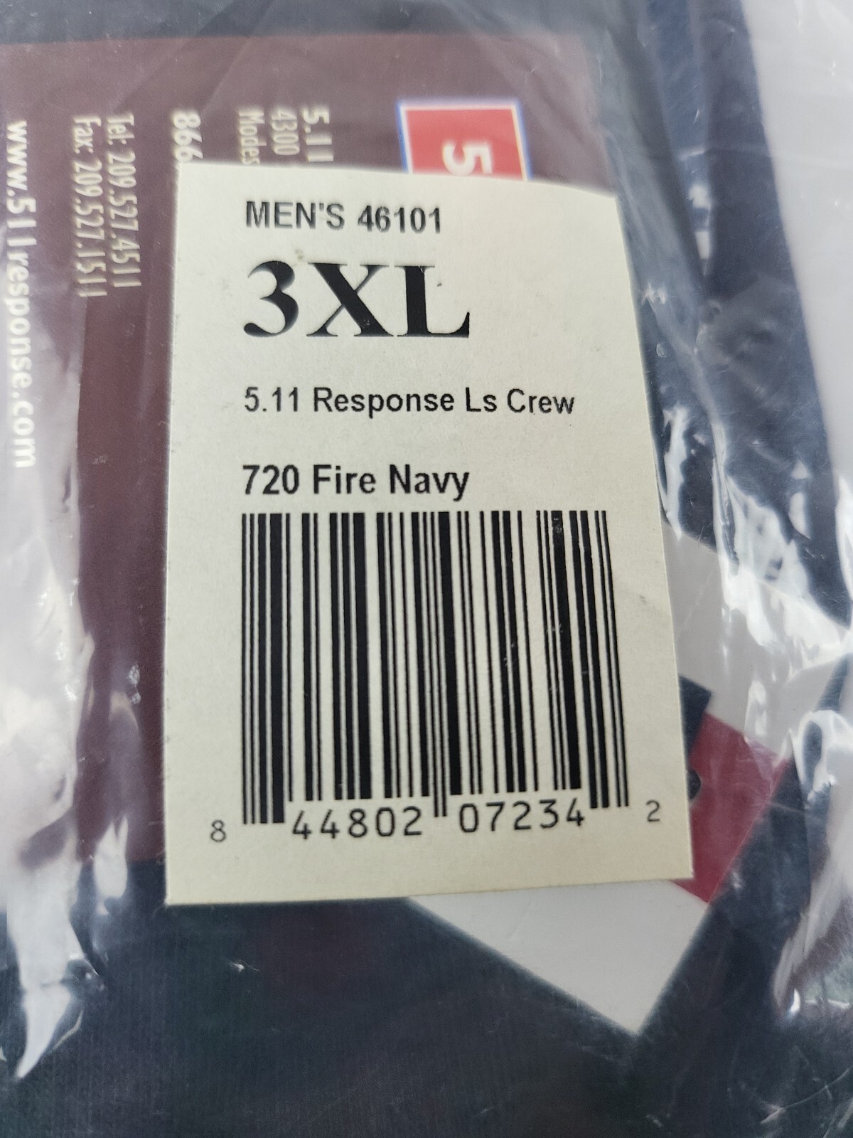 5.11 Mens Response Ls Crew Tshirt Fire Navy Blue Size 3XL…….