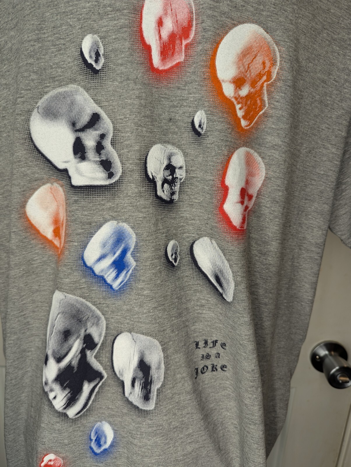 Elevenparis Shirt Mens XL Gray Skull Head Graphic Life is a Joke Grunge NWOT B07