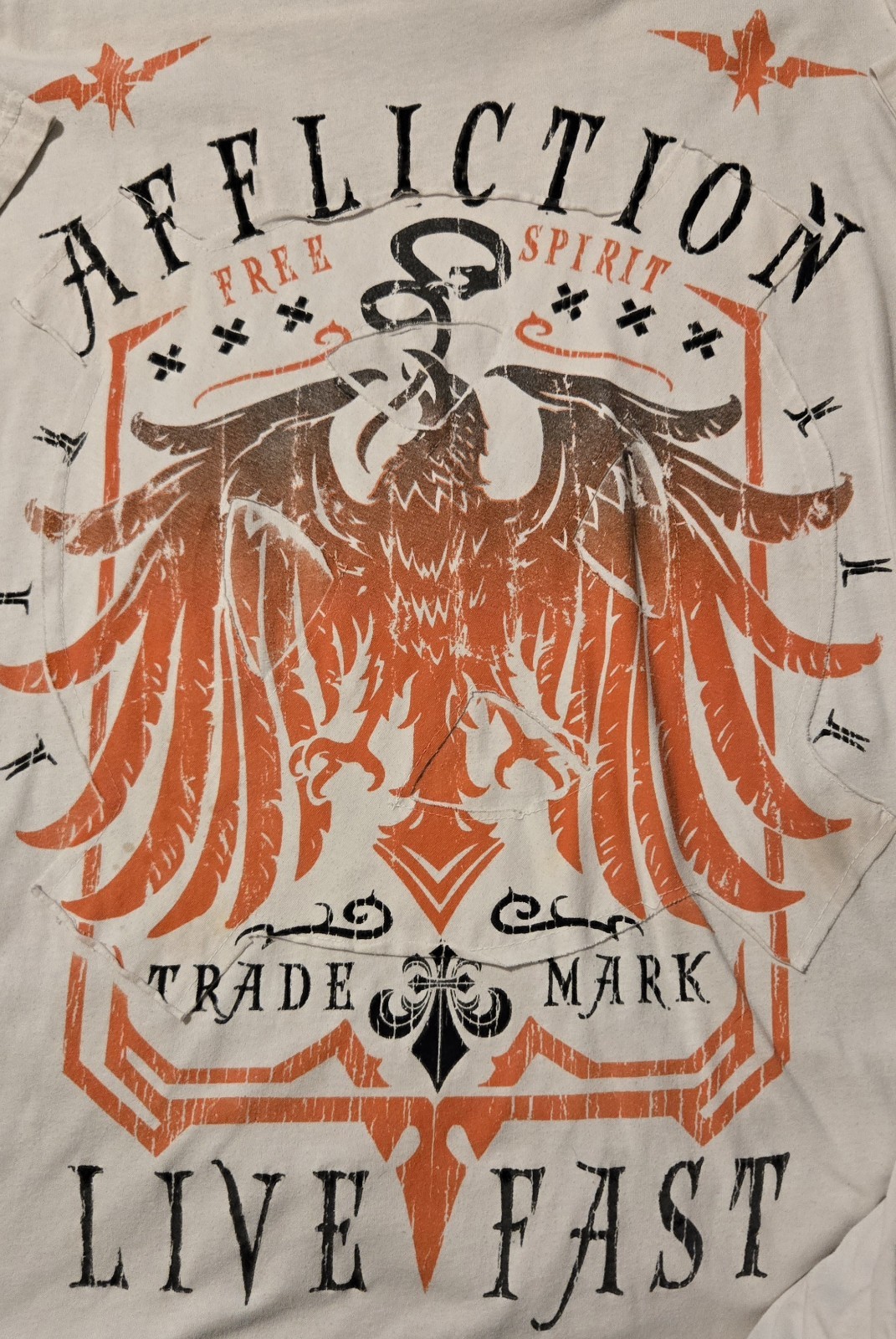 Affliction Men&rsquo;s 2XL Live Fast Graphic Print Cotton T-Shirt SS Crew White