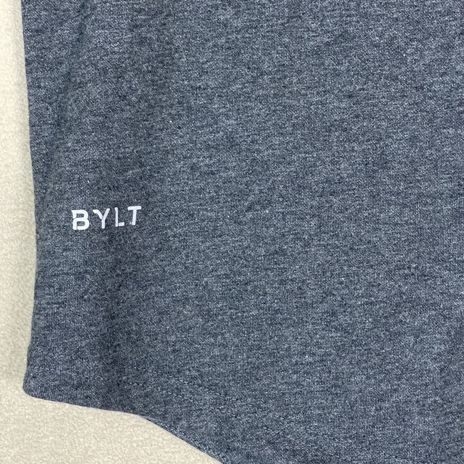 BYLT Basics Shirt Mens L Gray Drop Cut Short Sleeve Stretch Performance Tee