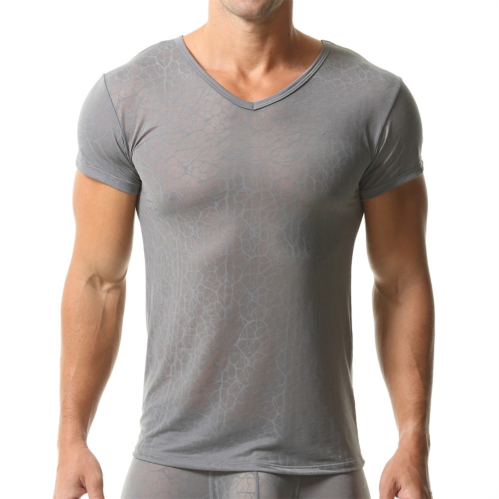 Men&rsquo;s Ultra-thin Short Sleeve T-shirts V-neck Slim Fit Undershirts Basic Tops XL