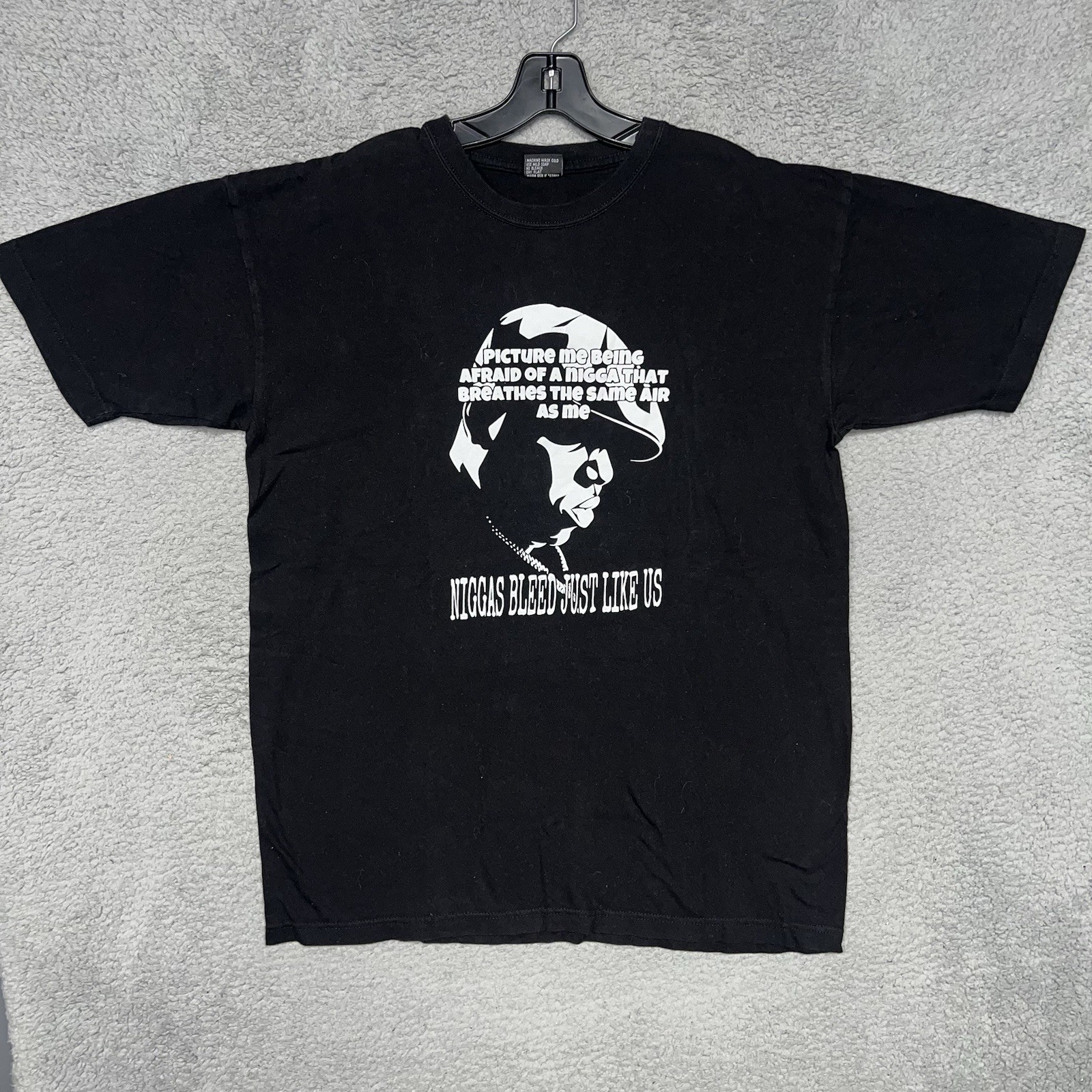 VTG Biggie Smalls Notorious B.I.G. T Shirt Men&rsquo;s XL Black Ni**as Bleed Gemrock