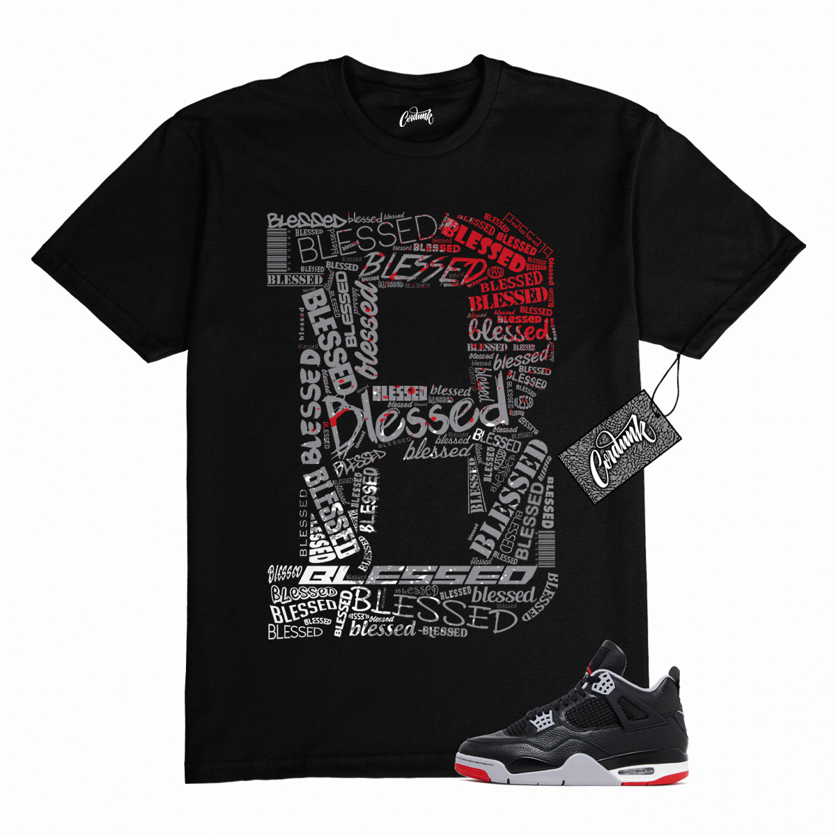 4 Bred Reimagined Cement Grey Varsity Red Summit White Shirt Match B BLS Jordan