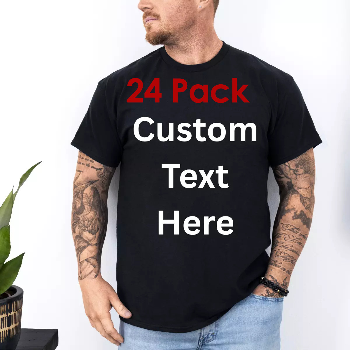 24 PACK CUSTOM T-SHIRT Mix-up Color Sizes Your LOGO/DESIGN UNISEX 100% COTTON