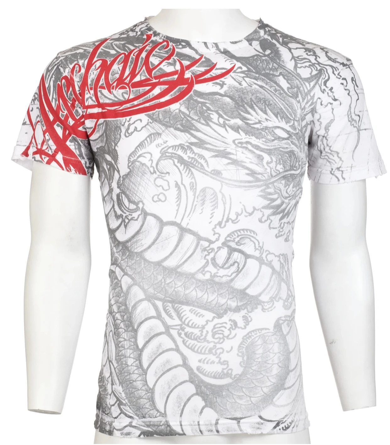 Archaic By Affliction Men&rsquo;s T-Shirt Dragon Rage Wings White Biker M-3XL