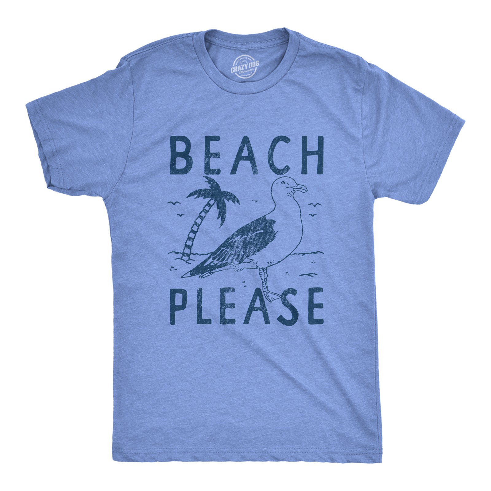 Mens Beach Please T Shirt Funny Sarcastic Tropical Seagull Graphic Novelty Tee