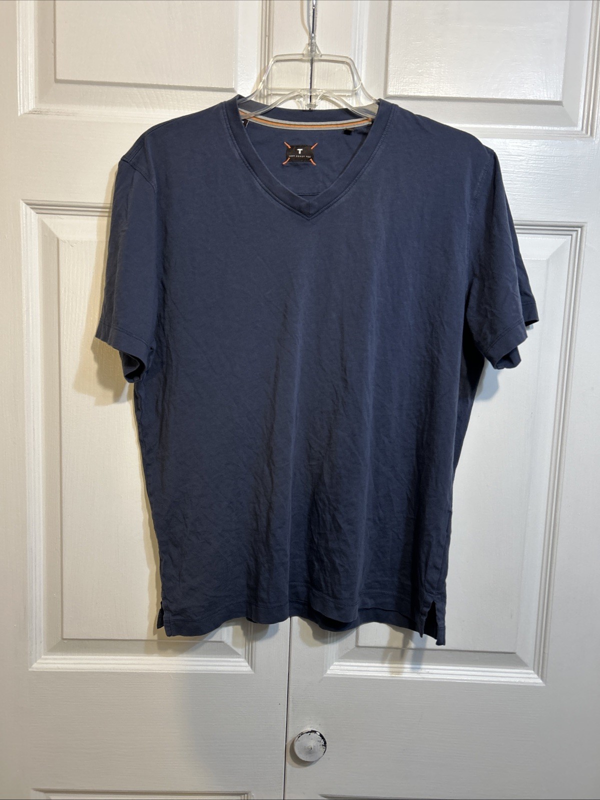 Left Coast Tee Crew Neck Peruvian 100% Pins Cotton T Shirt Blue Short Sleeve