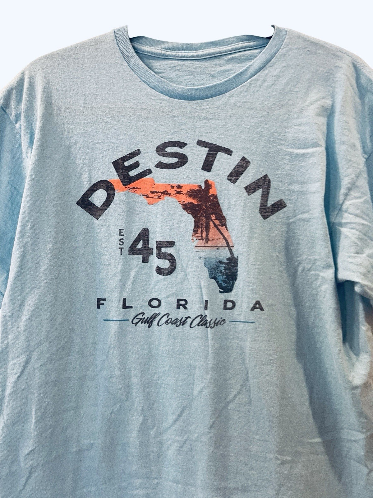 Destin Florida Men’s Gulf Coast Classic Souvenir Blue Cotton T-shirt Size: Large