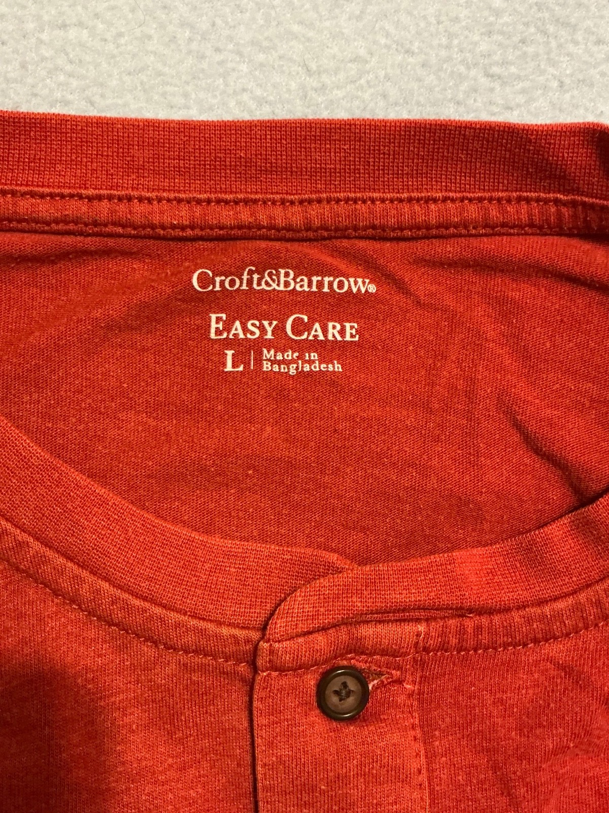 Croft and Barrow Easy Care Button Up Tee Short Sleeve T-Shirt. Size L