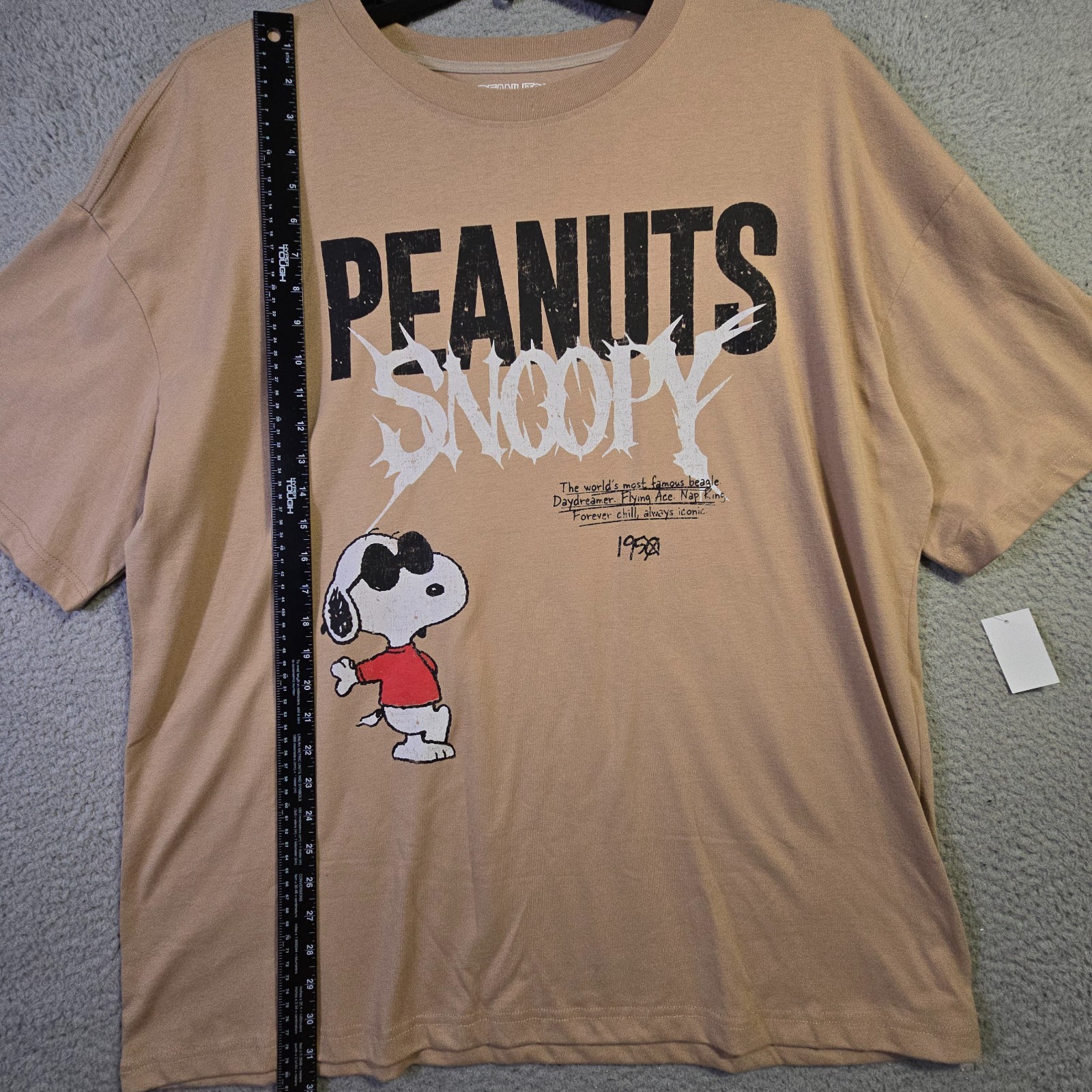 Peanuts® Snoopy Shirt Mens 2XL Brown Distressed Charlie Brown Baggy Street NWT