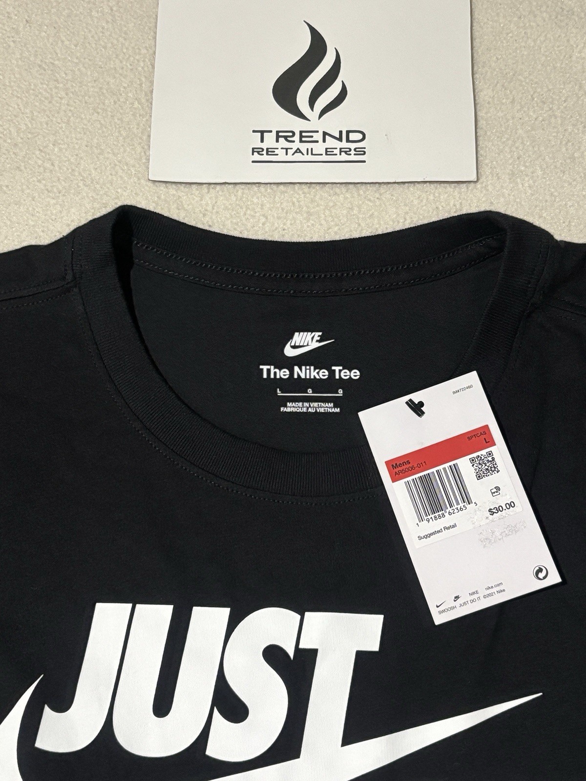 Nike Sportwear Just Do It Swoosh Graphic T-Shirt Black White Men&rsquo;s L AR5006-011