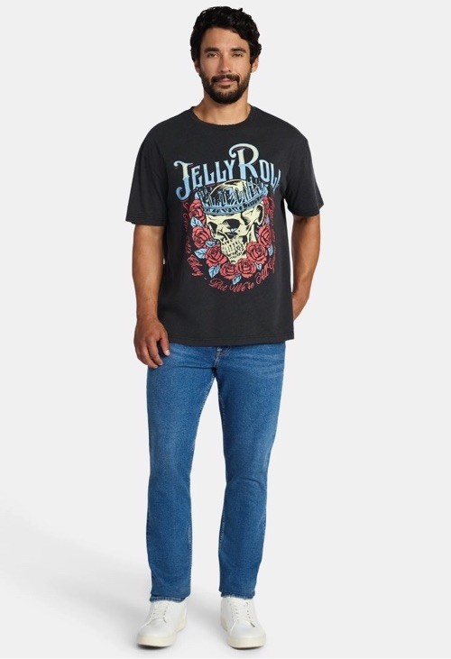 Jelly Roll Men&rsquo;s Boxy Fit Graphic Tee, Size XL (40-42) Black NEW