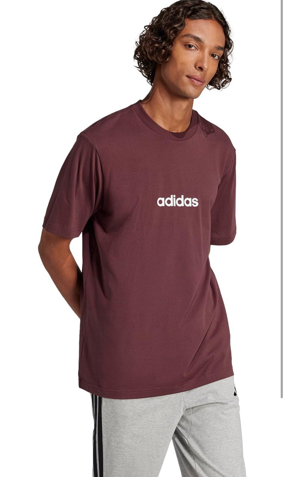 adidas Essentials Single Jersey Linear Crew Neck Short Sleeve T-Shirt Size Small