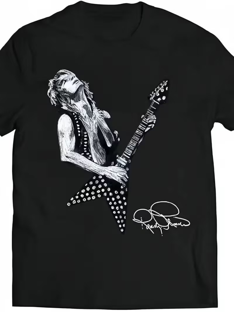 1pc, 100% Cotton, Guitar Singer Pattern Printed T-Shirt, Seasonal Casual Men&rsquo;S T