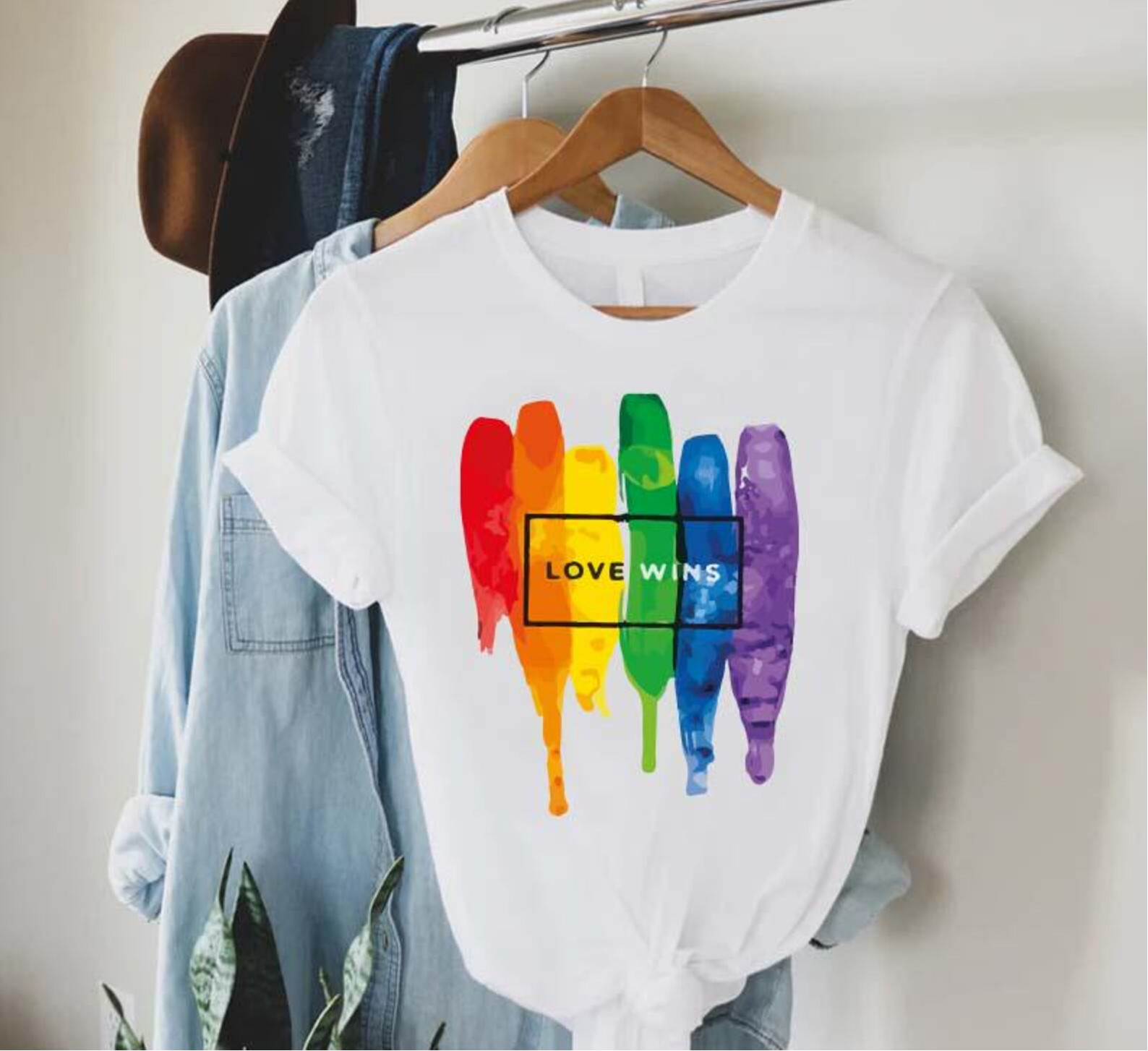 Love Wins Rainbow Pride Shirt,Pride Month Gift,LGBTQ Equality Outfit 1